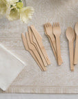 Disposable Bamboo Cutlery Set, 24-piece