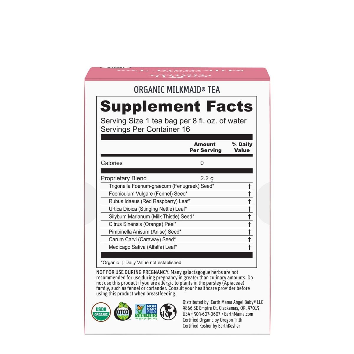 Earth Mama Organics - Organic Milkmaid Tea Supplement Facts